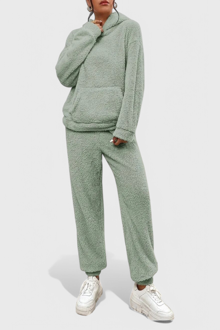 Women's Teddy Fleece Two-Piece Set in Green