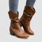 Women's Slouchy Heeled Boots in Brown
