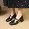 Women's Square-Toe T-Strap Block-Heel Shoes in Black