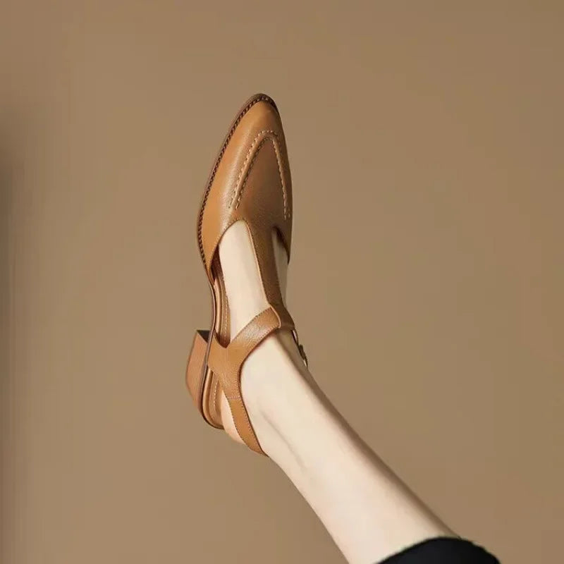 Women's Pointed-Toe T-Strap Buckle Shoes, photo 2
