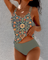 Women's Vintage Floral Print Tankini Set in Green