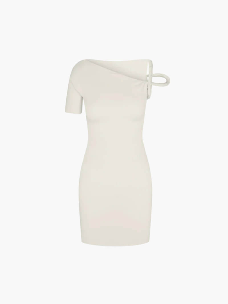 Women's twisted mini dress in Creme