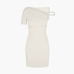 Women's twisted mini dress in Creme