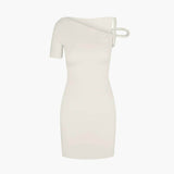 Women's twisted mini dress in Creme