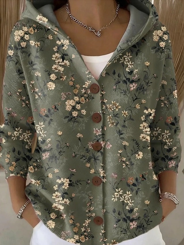 Women's Artistic Cardigan in Dark Green