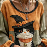 Women's Wizard Cat Print Blouse in Multi