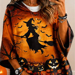 Women's Witch Pumpkin Bat Hoodie in Multi