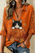 Women's Cat Pumpkin Collared Top in Orange