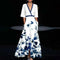 Elegant Maxi Dress with Floral Pattern in Blue