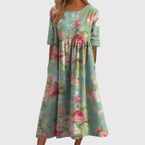 Women's Flattering Midi Dress in Mint Green