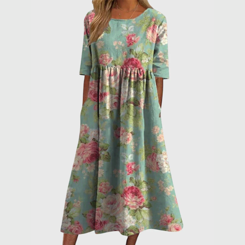 Women's Flattering Midi Dress in Mint Green