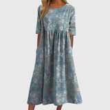 Women's Flattering Midi Dress in Light Blue