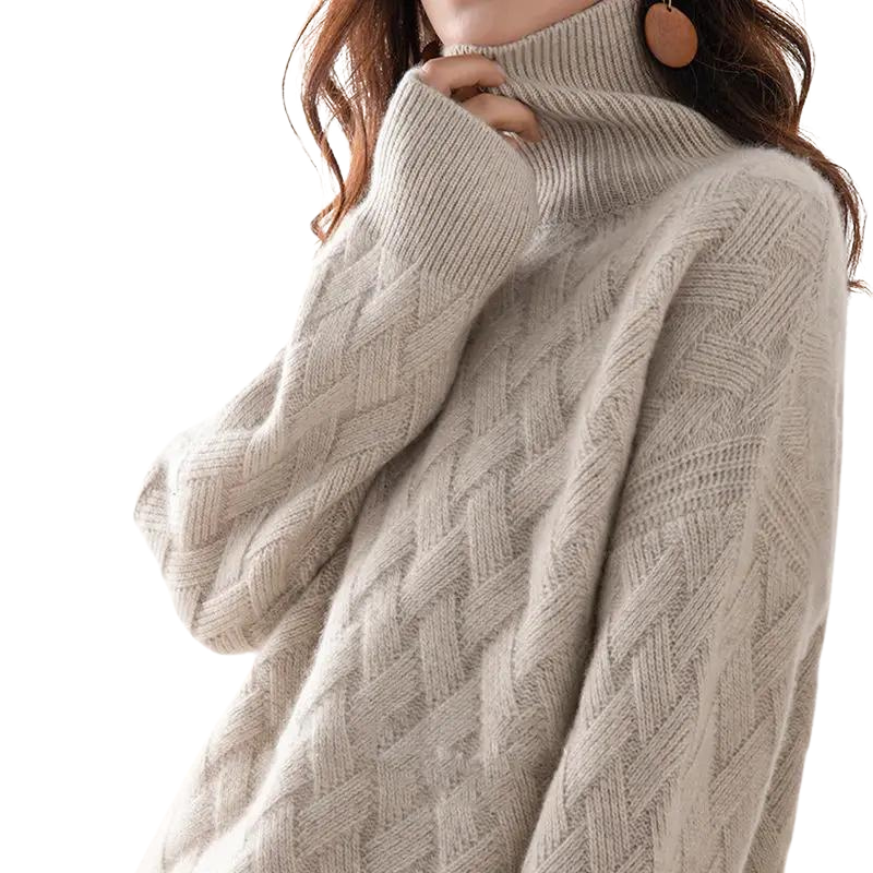 Women's Basketweave-Knit Turtleneck Sweater, photo 2