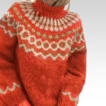 Amara Classic Icelandic Knit Sweater in Orange