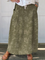 Vintage Floral Elastic-Waist Linen Skirt in Green
