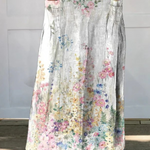 Women's Vintage Botanical Floral Linen Skirt in MultiColor