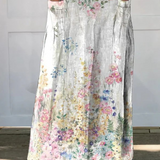 Women's Vintage Botanical Floral Linen Skirt in MultiColor