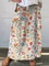 Floral Print Elastic-Waist Linen Skirt in MultiColor