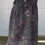 Women's Flower Art Print Linen Pocket Skirt, photo 2