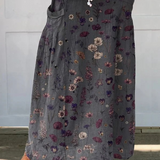 Women's Flower Art Print Linen Pocket Skirt, photo 2