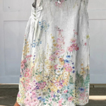 Retro Floral Art Elastic-Waist Linen Skirt, photo 2