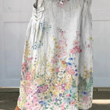 Retro Floral Art Elastic-Waist Linen Skirt, photo 2