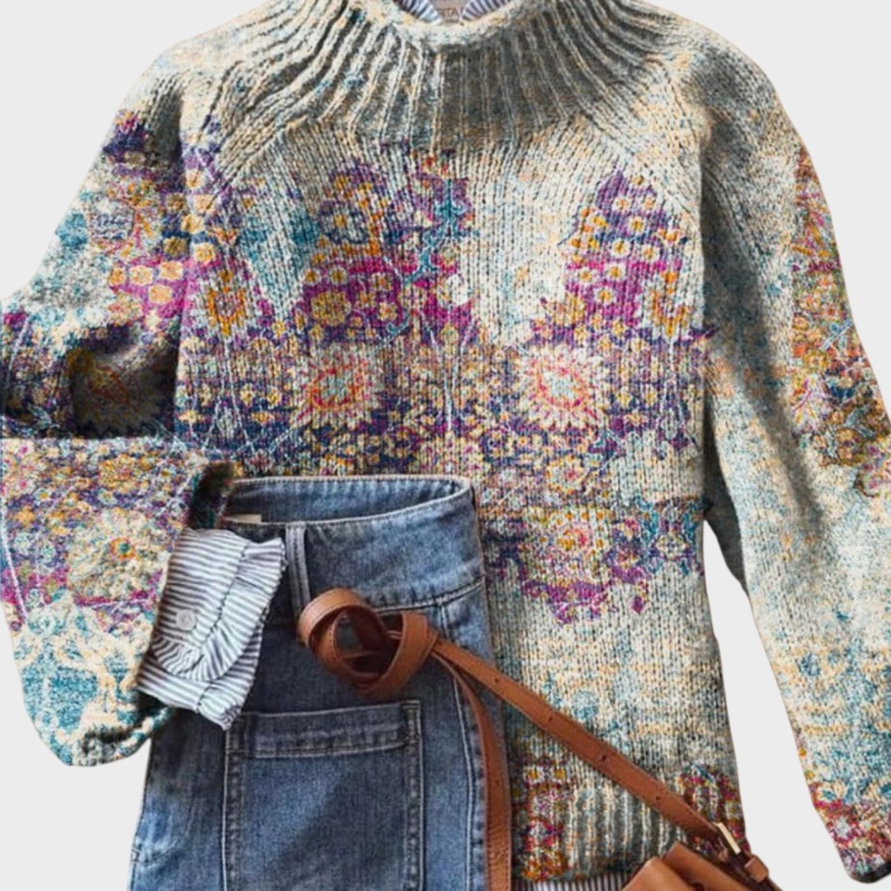 Lorraine Art Knit Turtleneck Sweater