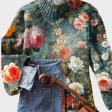 Rosalie Artistic Print Turtleneck Sweater