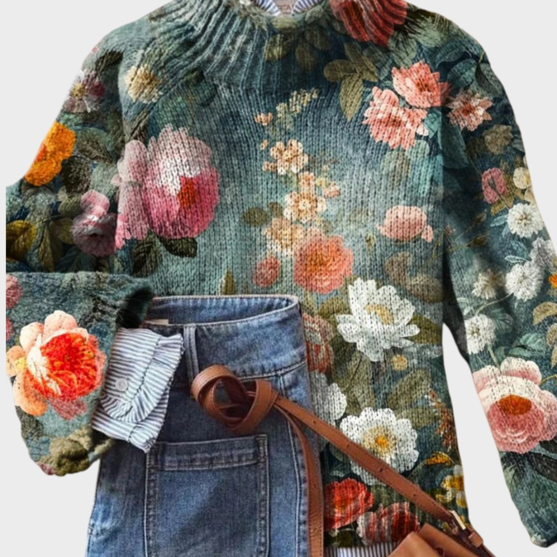 Rosalie Artistic Print Turtleneck Sweater