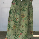 Women's Retro Art Print Linen Pocket Skirt in MultiColor