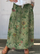 Women's Retro Art Print Linen Pocket Skirt in MultiColor