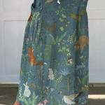 Retro Floral Animals Linen Pocket Skirt in MultiColor