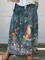 Floral & Animals Art Linen Pocket Skirt in MultiColor