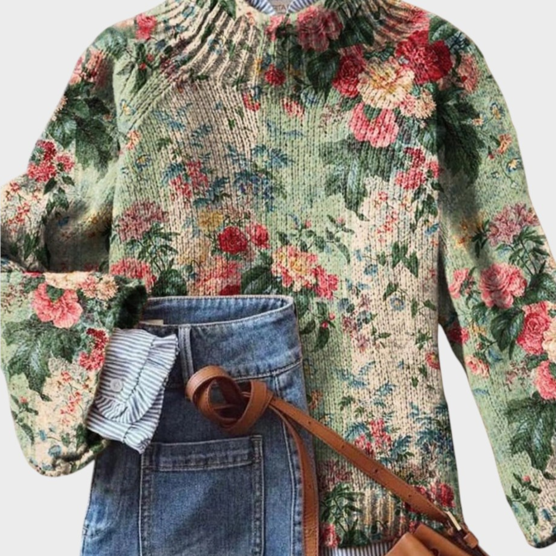 Angela Art Knit Turtleneck Sweater