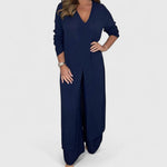 Carmella Comfortable Two-Piece Set in Navy Blue