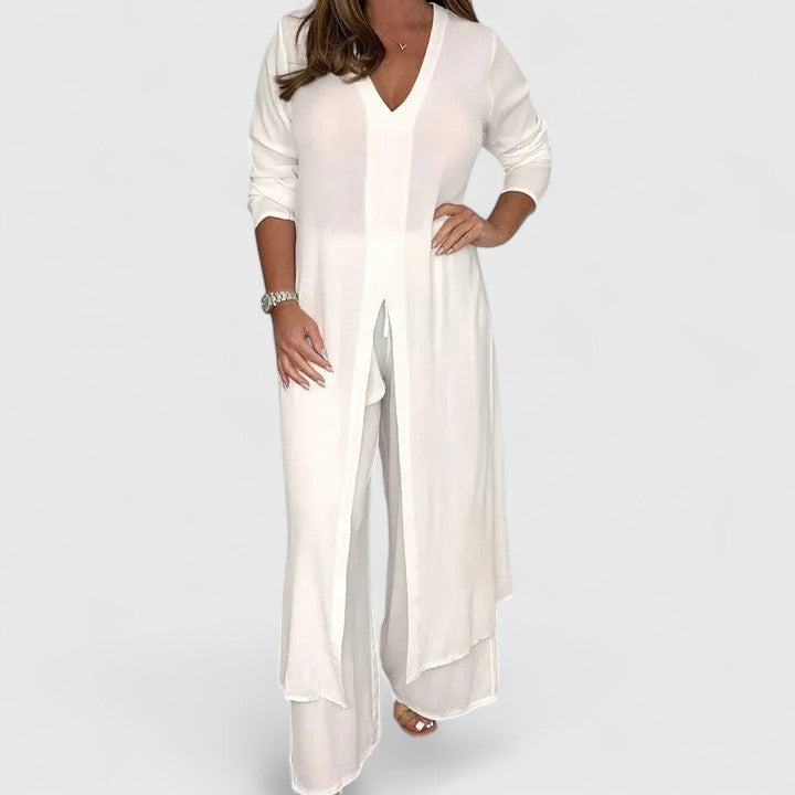 Carmella Comfortable Two-Piece Set in White
