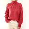Women's Warm Turtleneck Sweater in Light Red