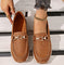 Women's Comfort Flat Buckle Loafers in Brown