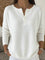 Women's Henley Button Knit Sweater in White