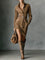 Women's Long Sleeve Midi Dress in Brown