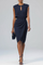 Women's Draped Midi Dress in Navy Blue