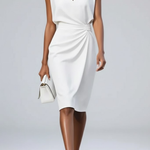 Women's Draped Midi Dress in White