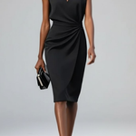 Women's Draped Midi Dress in Black