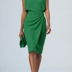 Women's Draped Midi Dress in Green