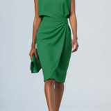Women's Draped Midi Dress in Green