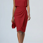 Women's Draped Midi Dress in Red