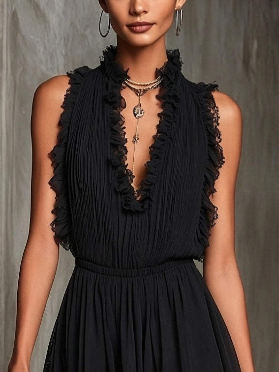 Women's Mini Black Dress with Ruffles, photo 3