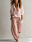 Women's White Shirt & Olive Lantern Pants Set in Pink