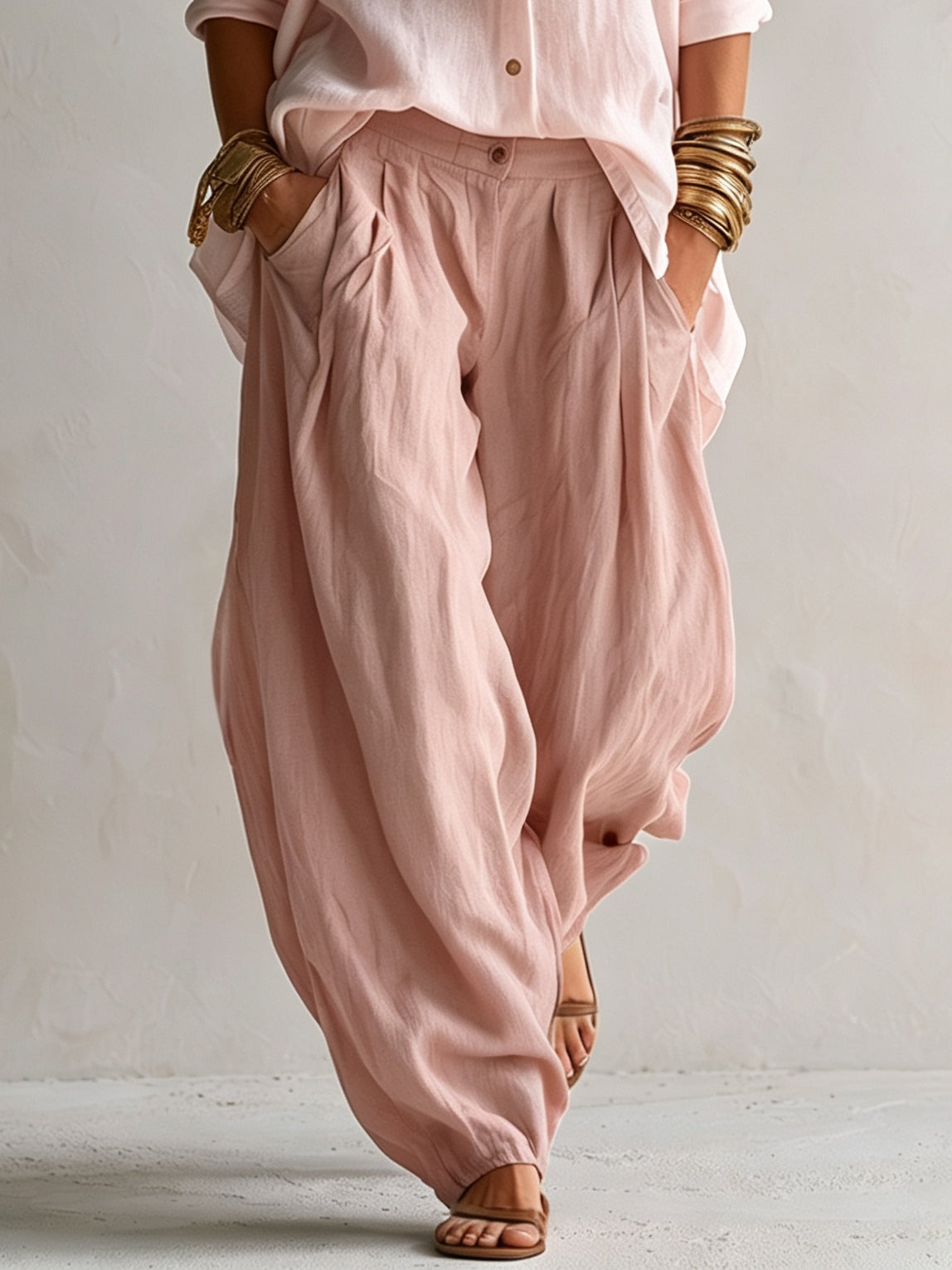 Women's White Shirt & Olive Lantern Pants Set, photo 8