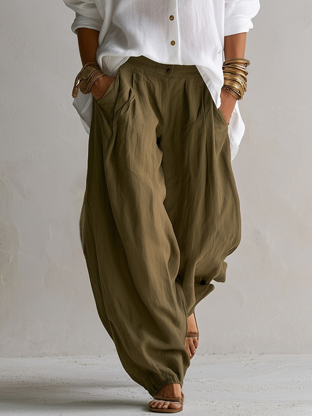 Women's White Shirt & Olive Lantern Pants Set, photo 4